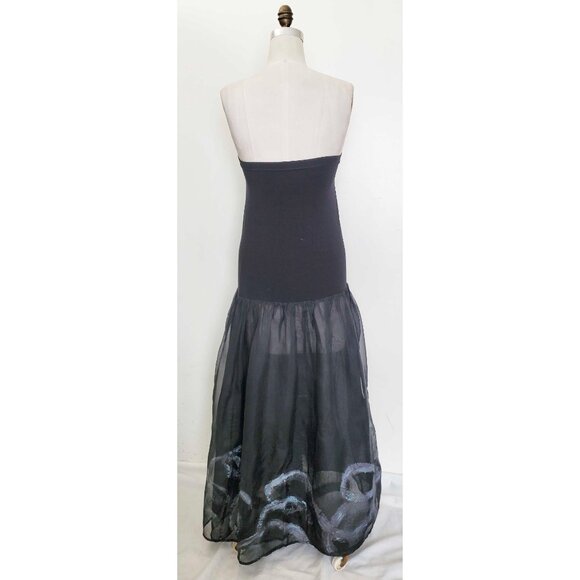 Vintage BLUE FISH Women's Black Jersey and Semi Sheer Organza Maxi Skirt Dress 1 - Picture 10 of 11